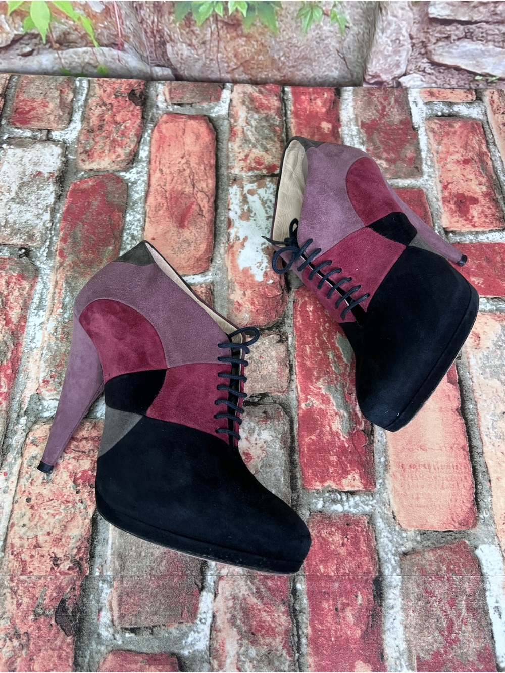 PRADA Italian Made Suede Lace-Up Color Block Luxury Platform Oxfords, 37.5 - Picture 16 of 16